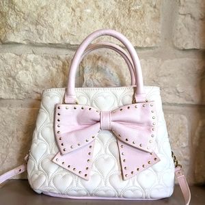 Betsy Johnson Quilted Heart with Studded Bow Handbag